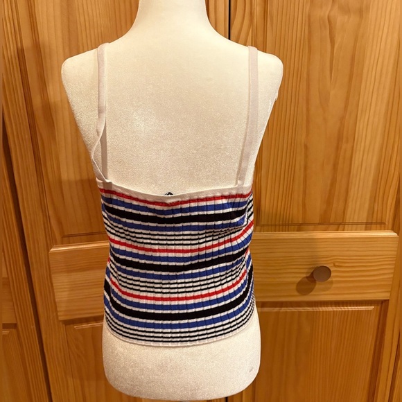 H&M DIVIDED Navy Blue Red and White Stripe Cropped Stretch Camisole Top. - Picture 2 of 8
